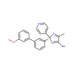 COc1cccc(-c2cccc([C@]3(c4ccncc4)N=C(C)C(N)=N3)c2)c1 ZINC000095579179