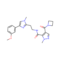COc1cccc(-c2cn(C)c(CCNC(=O)c3c(C(=O)N4CCC4)cnn3C)n2)c1 ZINC000144084438