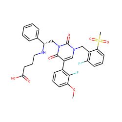 COc1cccc(-c2cn(Cc3c(F)cccc3S(C)(=O)=O)c(=O)n(C[C@H](NCCCC(=O)O)c3ccccc3)c2=O)c1F ZINC000044352107