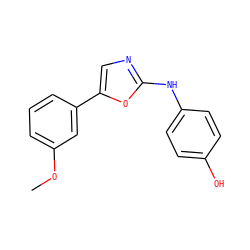 COc1cccc(-c2cnc(Nc3ccc(O)cc3)o2)c1 ZINC000049045424
