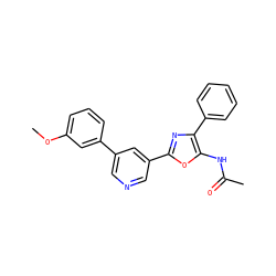 COc1cccc(-c2cncc(-c3nc(-c4ccccc4)c(NC(C)=O)o3)c2)c1 ZINC000013538098