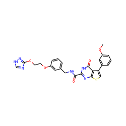 COc1cccc(-c2csc3nc(C(=O)NCc4cccc(OCCOc5nc[nH]n5)c4)[nH]c(=O)c23)c1 ZINC000114402243