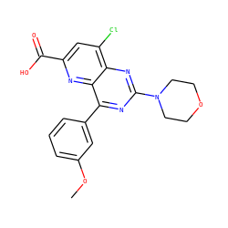 COc1cccc(-c2nc(N3CCOCC3)nc3c(Cl)cc(C(=O)O)nc23)c1 ZINC000143008169