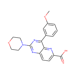 COc1cccc(-c2nc(N3CCOCC3)nc3ccc(C(=O)O)nc23)c1 ZINC000143008365