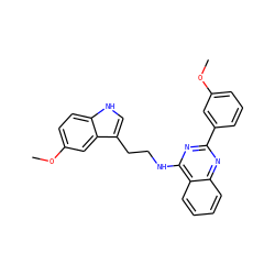 COc1cccc(-c2nc(NCCc3c[nH]c4ccc(OC)cc34)c3ccccc3n2)c1 ZINC000004268314
