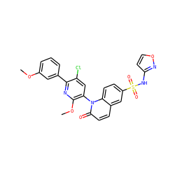COc1cccc(-c2nc(OC)c(-n3c(=O)ccc4cc(S(=O)(=O)Nc5ccon5)ccc43)cc2Cl)c1 ZINC001772620875