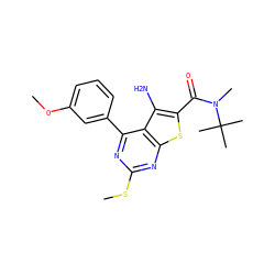 COc1cccc(-c2nc(SC)nc3sc(C(=O)N(C)C(C)(C)C)c(N)c23)c1 ZINC000038157699