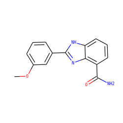 COc1cccc(-c2nc3c(C(N)=O)cccc3[nH]2)c1 ZINC000011565446