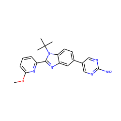 COc1cccc(-c2nc3cc(-c4cnc(N)nc4)ccc3n2C(C)(C)C)n1 ZINC000169246136