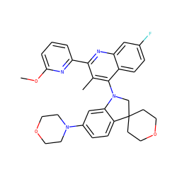 COc1cccc(-c2nc3cc(F)ccc3c(N3CC4(CCOCC4)c4ccc(N5CCOCC5)cc43)c2C)n1 ZINC000118092585