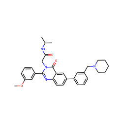 COc1cccc(-c2nc3ccc(-c4cccc(CN5CCCCC5)c4)cc3c(=O)n2CC(=O)NC(C)C)c1 ZINC000071334178