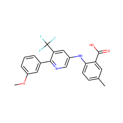 COc1cccc(-c2ncc(Nc3ccc(C)cc3C(=O)O)cc2C(F)(F)F)c1 ZINC000113898534
