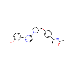 COc1cccc(-c2nccc(N3CC[C@@H](Oc4ccc([C@H](C)NC(C)=O)cc4)C3)n2)c1 ZINC000261193270