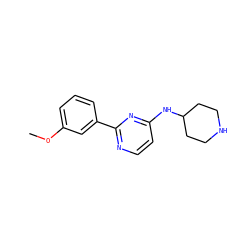 COc1cccc(-c2nccc(NC3CCNCC3)n2)c1 ZINC000004267683