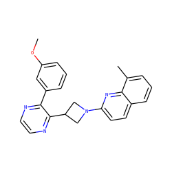 COc1cccc(-c2nccnc2C2CN(c3ccc4cccc(C)c4n3)C2)c1 ZINC000140101361
