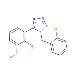 COc1cccc(-c2nnnn2Cc2ccccc2Cl)c1OC ZINC000040565759