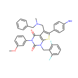 COc1cccc(-n2c(=O)c3c(CN(C)Cc4ccccc4)c(-c4ccc(N)cc4)sc3n(Cc3c(F)cccc3F)c2=O)c1 ZINC000028238286