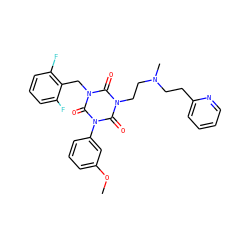 COc1cccc(-n2c(=O)n(CCN(C)CCc3ccccn3)c(=O)n(Cc3c(F)cccc3F)c2=O)c1 ZINC000028341883