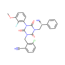 COc1cccc(-n2c(=O)n(Cc3c(Cl)cccc3C#N)c(=O)n(C[C@H](N)c3ccccc3)c2=O)c1F ZINC000028114991