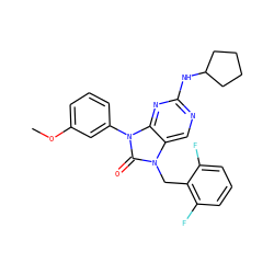 COc1cccc(-n2c(=O)n(Cc3c(F)cccc3F)c3cnc(NC4CCCC4)nc32)c1 ZINC000040949359