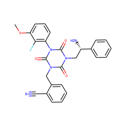 COc1cccc(-n2c(=O)n(Cc3ccccc3C#N)c(=O)n(C[C@H](N)c3ccccc3)c2=O)c1F ZINC000013981137