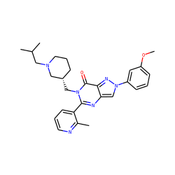 COc1cccc(-n2cc3nc(-c4cccnc4C)n(C[C@H]4CCCN(CC(C)C)C4)c(=O)c3n2)c1 ZINC000169330999