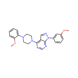 COc1cccc(-n2ncc3c(N4CCN(c5ccccc5OC)CC4)ncnc32)c1 ZINC000653720641