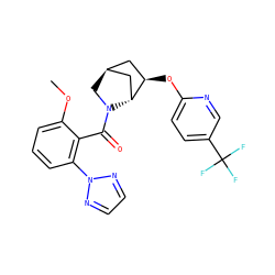 COc1cccc(-n2nccn2)c1C(=O)N1C[C@H]2C[C@@H](Oc3ccc(C(F)(F)F)cn3)[C@H]1C2 ZINC000218535886