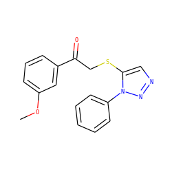 COc1cccc(C(=O)CSc2cnnn2-c2ccccc2)c1 ZINC000049054400