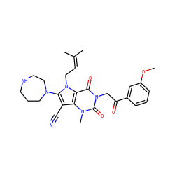 COc1cccc(C(=O)Cn2c(=O)c3c(c(C#N)c(N4CCCNCC4)n3CC=C(C)C)n(C)c2=O)c1 ZINC000073281033