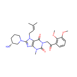 COc1cccc(C(=O)Cn2c(=O)c3c(nc(N4CCC[C@@H](N)C4)n3CC=C(C)C)n(C)c2=O)c1OC ZINC000114285195