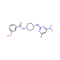 COc1cccc(C(=O)N[C@H]2CC[C@@H](Nc3nc(C)cc(N(C)C)n3)CC2)c1 ZINC000253673316
