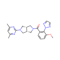 COc1cccc(C(=O)N2C[C@@H]3CN(c4nc(C)cc(C)n4)C[C@@H]3C2)c1-n1nccn1 ZINC000116823491