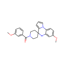 COc1cccc(C(=O)N2CCC3(CC2)Nc2cc(OC)ccc2-n2cccc23)c1 ZINC000064848250