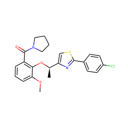 COc1cccc(C(=O)N2CCCC2)c1O[C@H](C)c1csc(-c2ccc(Cl)cc2)n1 ZINC000013981559