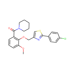 COc1cccc(C(=O)N2CCCCC2)c1OCc1csc(-c2ccc(Cl)cc2)n1 ZINC000028525427