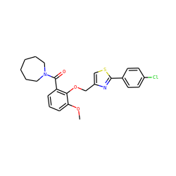 COc1cccc(C(=O)N2CCCCCC2)c1OCc1csc(-c2ccc(Cl)cc2)n1 ZINC000028524267