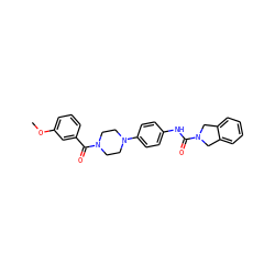 COc1cccc(C(=O)N2CCN(c3ccc(NC(=O)N4Cc5ccccc5C4)cc3)CC2)c1 ZINC000167480371