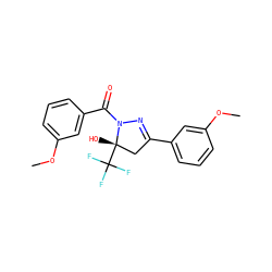COc1cccc(C(=O)N2N=C(c3cccc(OC)c3)C[C@]2(O)C(F)(F)F)c1 ZINC000000910753