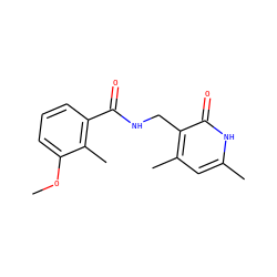 COc1cccc(C(=O)NCc2c(C)cc(C)[nH]c2=O)c1C ZINC000665546158