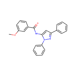 COc1cccc(C(=O)Nc2cc(-c3ccccc3)nn2-c2ccccc2)c1 ZINC000008598823