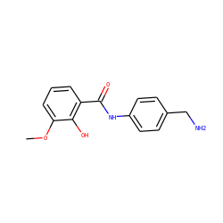 COc1cccc(C(=O)Nc2ccc(CN)cc2)c1O ZINC000019423733