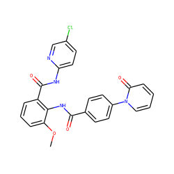 COc1cccc(C(=O)Nc2ccc(Cl)cn2)c1NC(=O)c1ccc(-n2ccccc2=O)cc1 ZINC000029046534