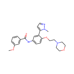COc1cccc(C(=O)Nc2ccc(OCCN3CCOCC3)c(-c3ccnn3C)c2)c1 ZINC000035920376