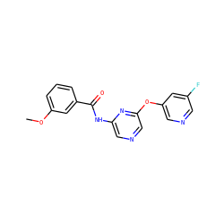 COc1cccc(C(=O)Nc2cncc(Oc3cncc(F)c3)n2)c1 ZINC000299824235