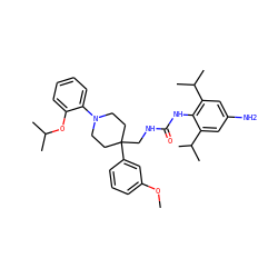 COc1cccc(C2(CNC(=O)Nc3c(C(C)C)cc(N)cc3C(C)C)CCN(c3ccccc3OC(C)C)CC2)c1 ZINC000049709745