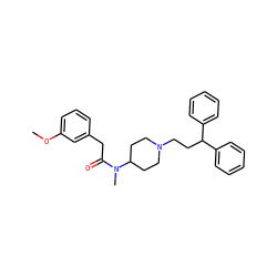 COc1cccc(CC(=O)N(C)C2CCN(CCC(c3ccccc3)c3ccccc3)CC2)c1 ZINC000028352513