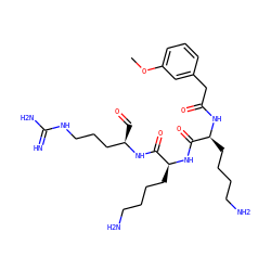 COc1cccc(CC(=O)N[C@@H](CCCCN)C(=O)N[C@@H](CCCCN)C(=O)N[C@H](C=O)CCCNC(=N)N)c1 ZINC000049881713
