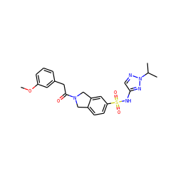 COc1cccc(CC(=O)N2Cc3ccc(S(=O)(=O)Nc4cnn(C(C)C)n4)cc3C2)c1 ZINC000473119710