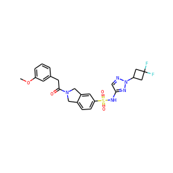 COc1cccc(CC(=O)N2Cc3ccc(S(=O)(=O)Nc4cnn(C5CC(F)(F)C5)n4)cc3C2)c1 ZINC000473121835